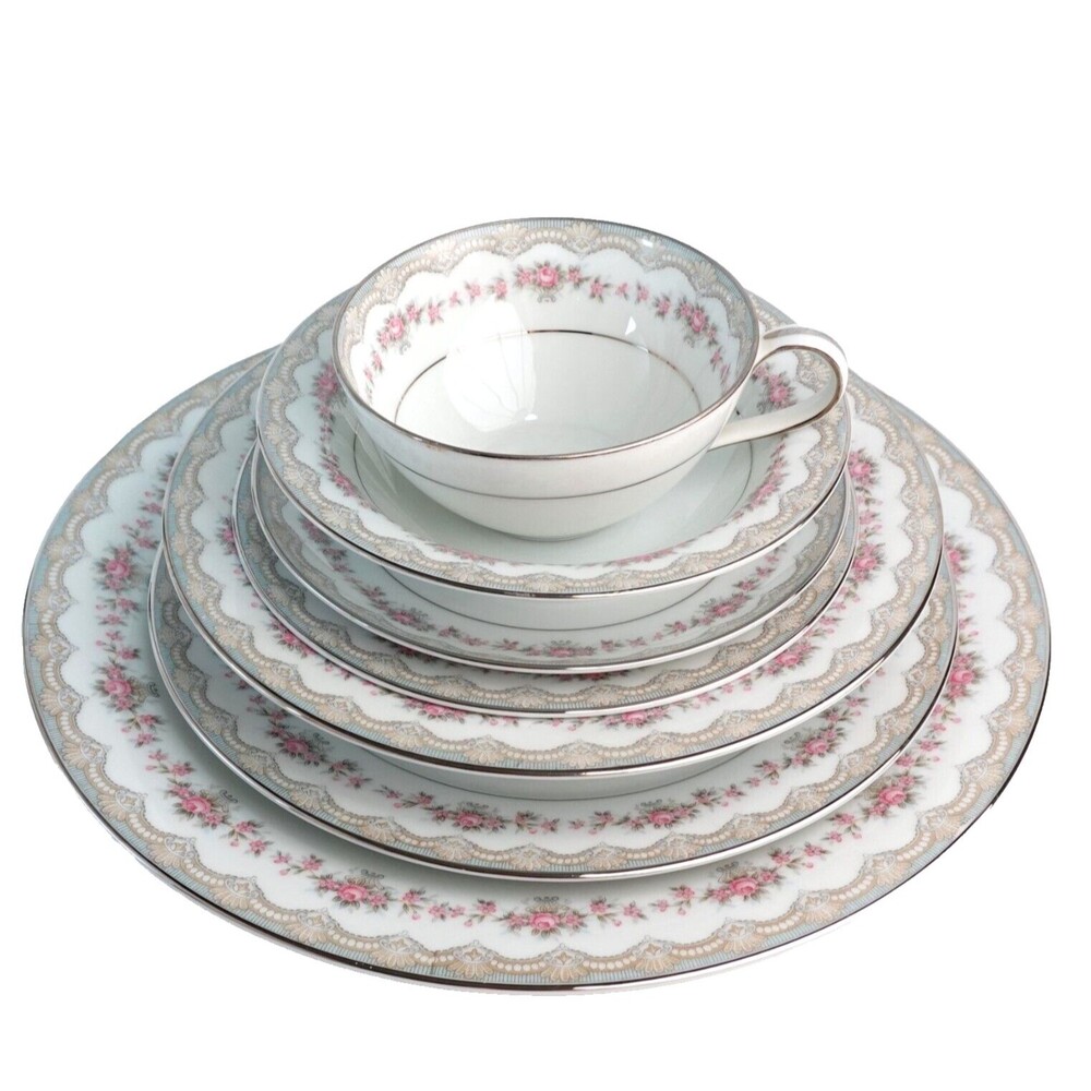 Vtg Noritake China Glenwood Dinnerware 7 Piece Place Setting for one #5770 Japan